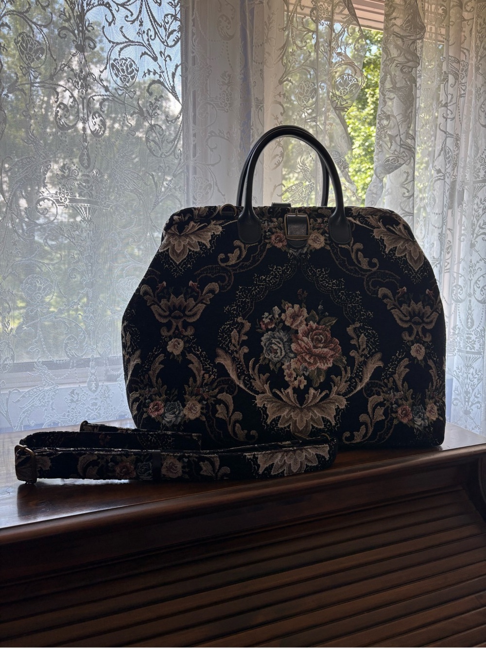 Floral Tapestry luggage weekender